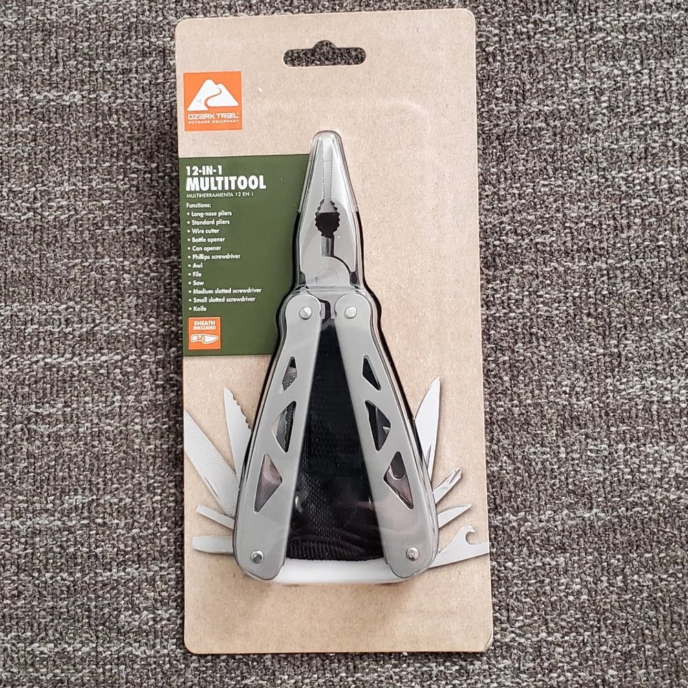 Ozark Trail 12-in-1 Multitool Silver with Sheath *New in Package*